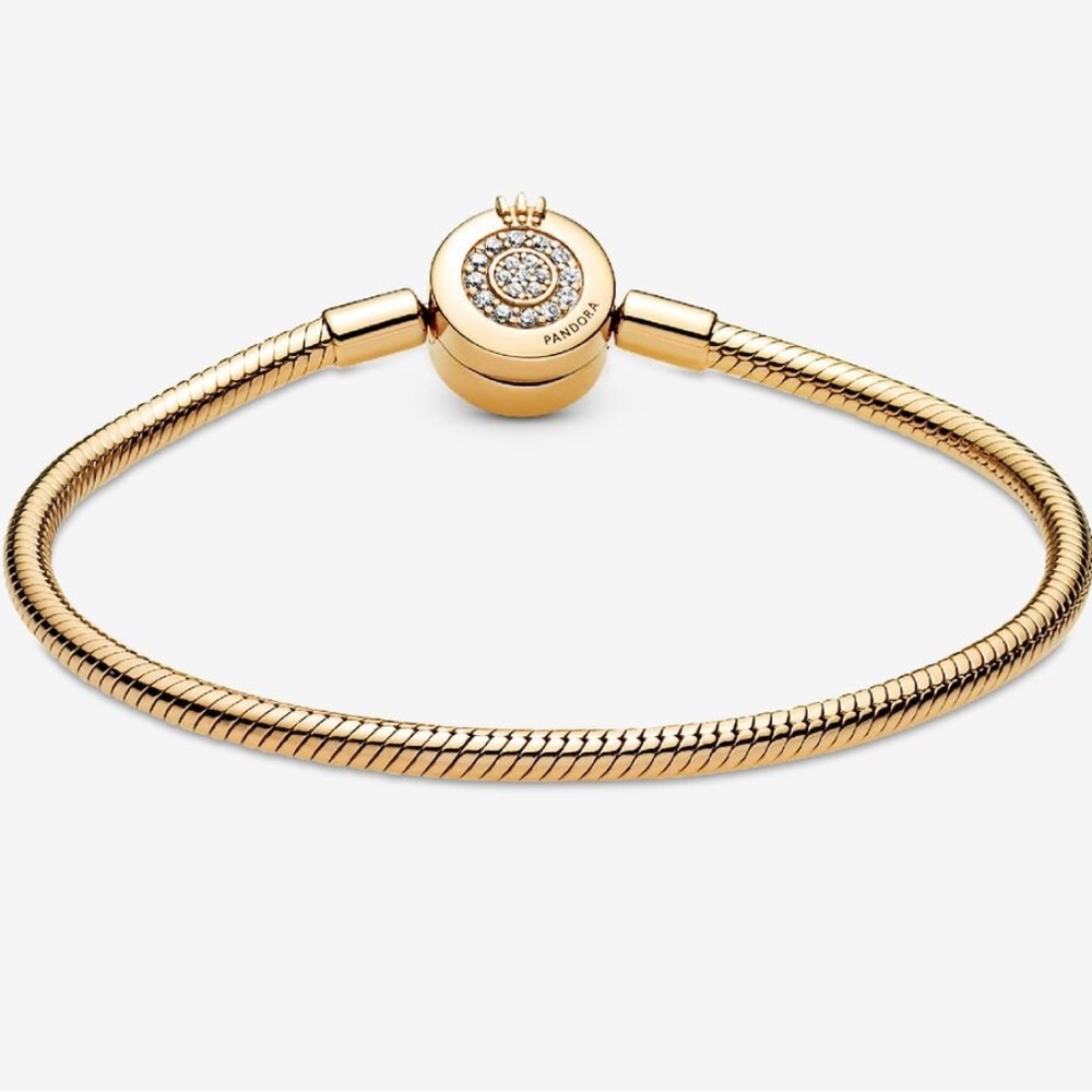 AUTHENTIC Pandora Gold-Tone Bracelet with Sparkling Crystal
